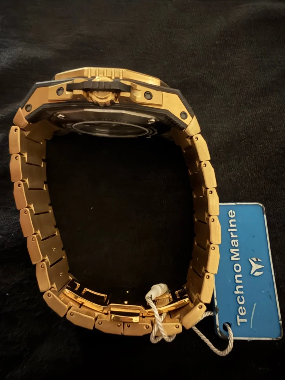 Technomarine Gold and Black Carbon Nautic Automatic Skeleton Watch